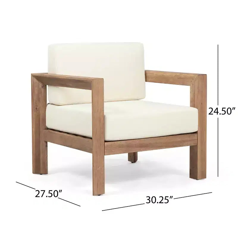 Christopher Knight Home Genser Outdoor Acacia Wood Club Chair with Water-Resistant Cushions
