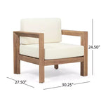 Christopher Knight Home Genser Outdoor Acacia Wood Club Chair with Water-Resistant Cushions