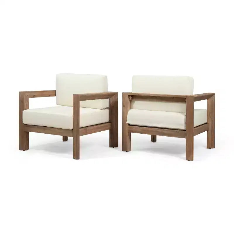 Christopher Knight Home Genser Outdoor Acacia Wood Club Chair with Water-Resistant Cushions