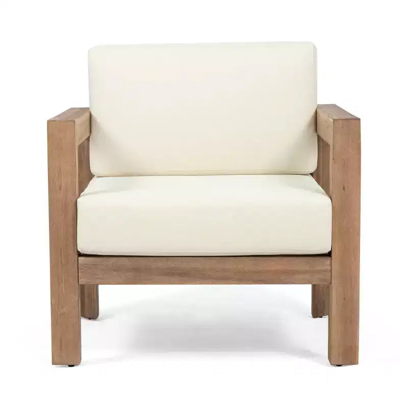 Christopher Knight Home Genser Outdoor Acacia Wood Club Chair with Water-Resistant Cushions