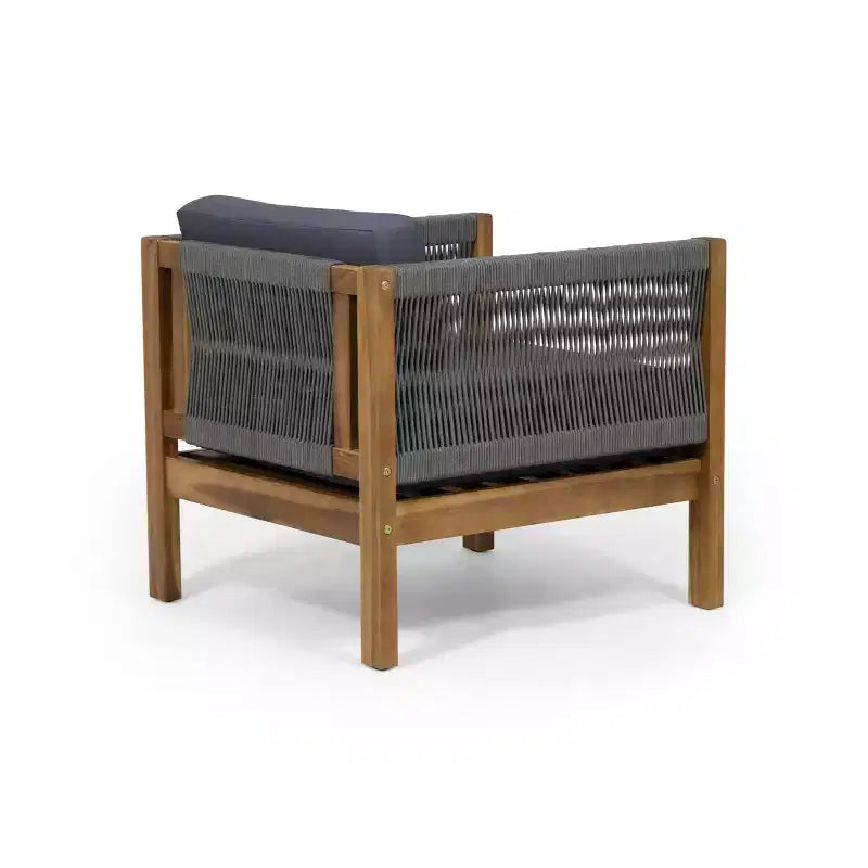 Christopher Knight Home Laurel Outdoor Acacia Wood and Rope Club Chair with Cushions
