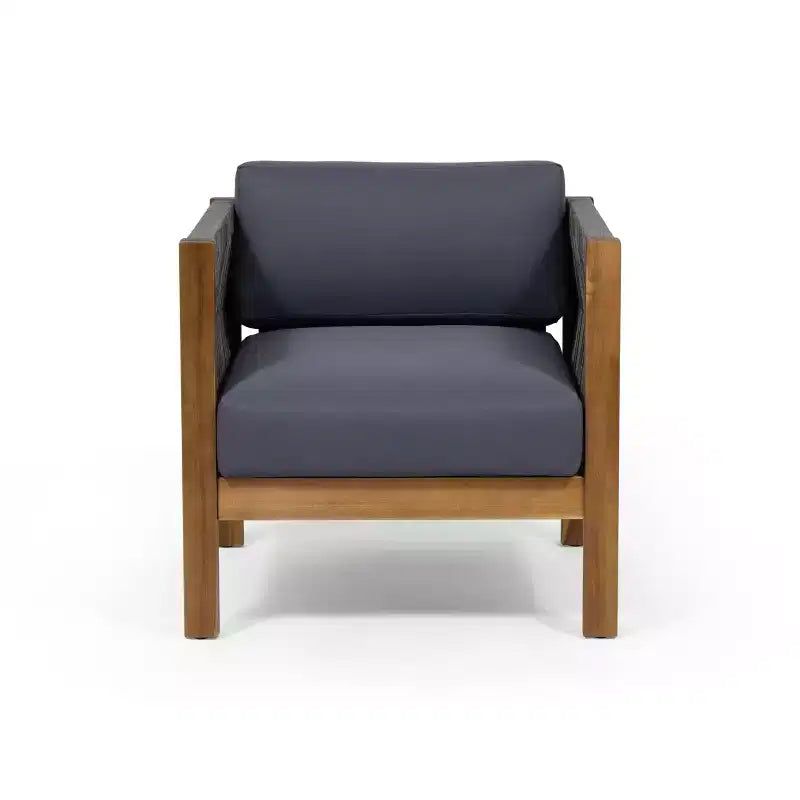 Christopher Knight Home Laurel Outdoor Acacia Wood and Rope Club Chair with Cushions
