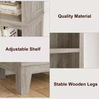 5 Tier Bookcase with Adjustable Shelves, 71 Tall Bookshelf w/ Wooden Legs, Farmhouse Bookcase for Living Room Office
