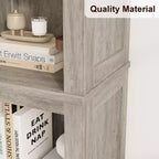 5 Tier Bookcase with Adjustable Shelves, 71 Tall Bookshelf w/ Wooden Legs, Farmhouse Bookcase for Living Room Office