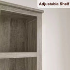 5 Tier Bookcase with Adjustable Shelves, 71 Tall Bookshelf w/ Wooden Legs, Farmhouse Bookcase for Living Room Office