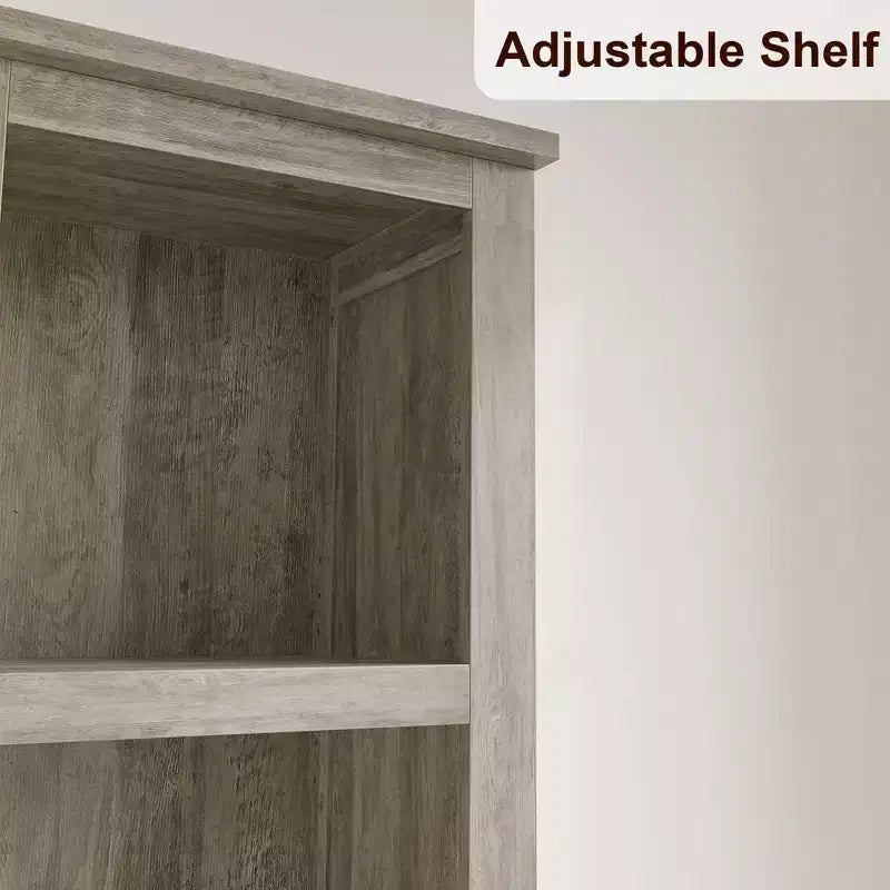 5 Tier Bookcase with Adjustable Shelves, 71 Tall Bookshelf w/ Wooden Legs, Farmhouse Bookcase for Living Room Office