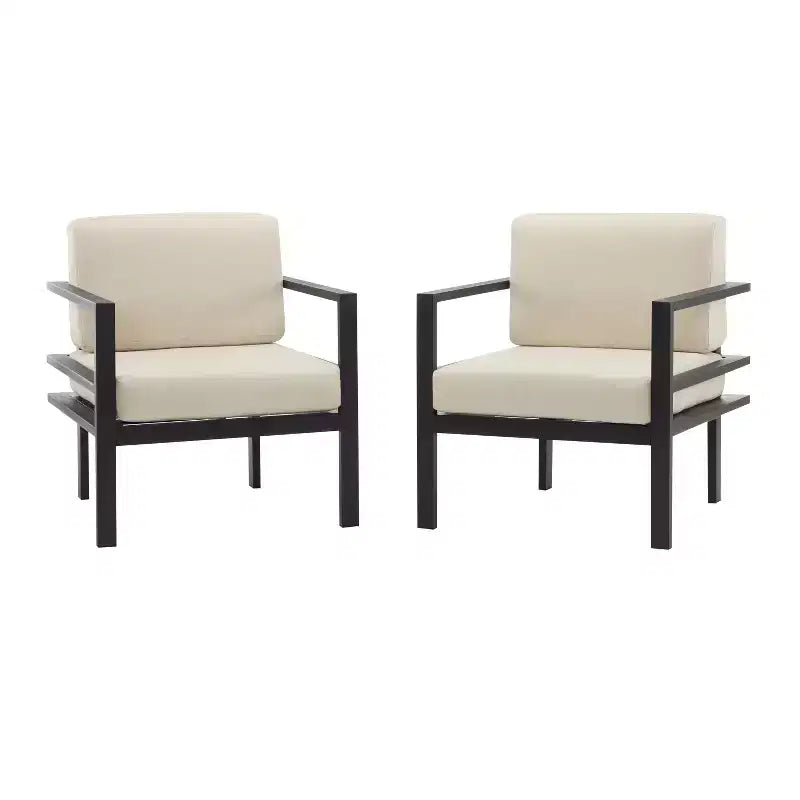 Christopher Knight Home Adair Modern Outdoor Aluminum Upholstered Club Chair, Beige