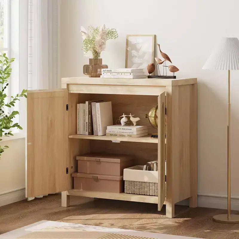 Credenza moderna con ripiano regolabile, ante in vetro, piccolo mobile console con contenitore, per soggiorno, sala da pranzo