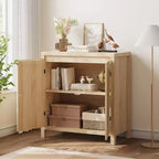 Credenza moderna con ripiano regolabile, ante in vetro, piccolo mobile console con contenitore, per soggiorno, sala da pranzo
