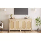 Credenza moderna con ripiano regolabile, ante in vetro, piccolo mobile console con contenitore, per soggiorno, sala da pranzo