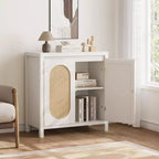 Credenza moderna con ripiano regolabile, ante in vetro, piccolo mobile console con contenitore, per soggiorno, sala da pranzo