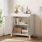 Credenza moderna con ripiano regolabile, ante in vetro, piccolo mobile console con contenitore, per soggiorno, sala da pranzo