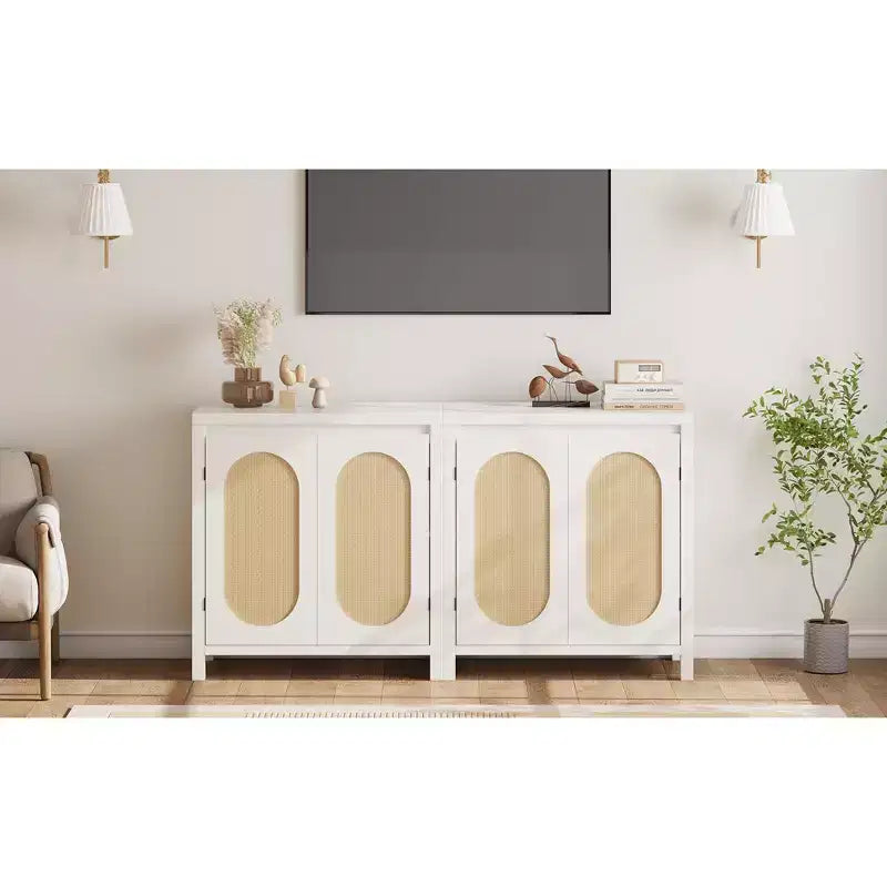Credenza moderna con ripiano regolabile, ante in vetro, piccolo mobile console con contenitore, per soggiorno, sala da pranzo