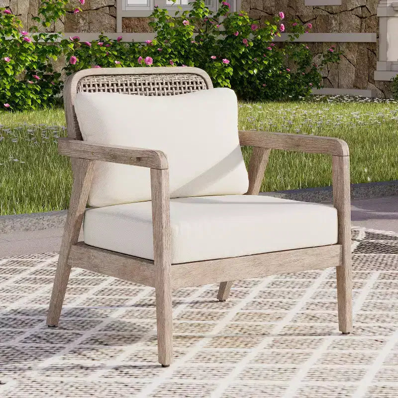 Christopher Knight Home Terry Patio Rustico Sedia Club in Legno di Acacia con Cuscini Idrorepellenti