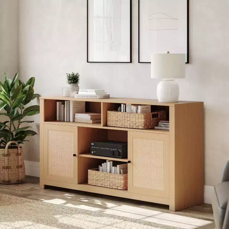 Flash Furniture Malaki, Madia Buffet Moderna di Metà Secolo con 2 Ante con Chiusura Ammortizzata e Ripiano Centrale Regolabile, Porta TV per televisori fino a 65 pollici