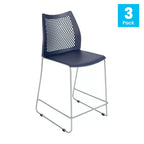 Flash Furniture 3 Pack Hercules Stackable Counter Stool with Air-Vent Back and Powder Coated Sled Base