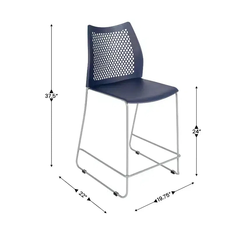 Flash Furniture 3 Pack Hercules Stackable Counter Stool with Air-Vent Back and Powder Coated Sled Base