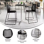 Flash Furniture 3 Pack Hercules Stackable Counter Stool with Air-Vent Back and Powder Coated Sled Base