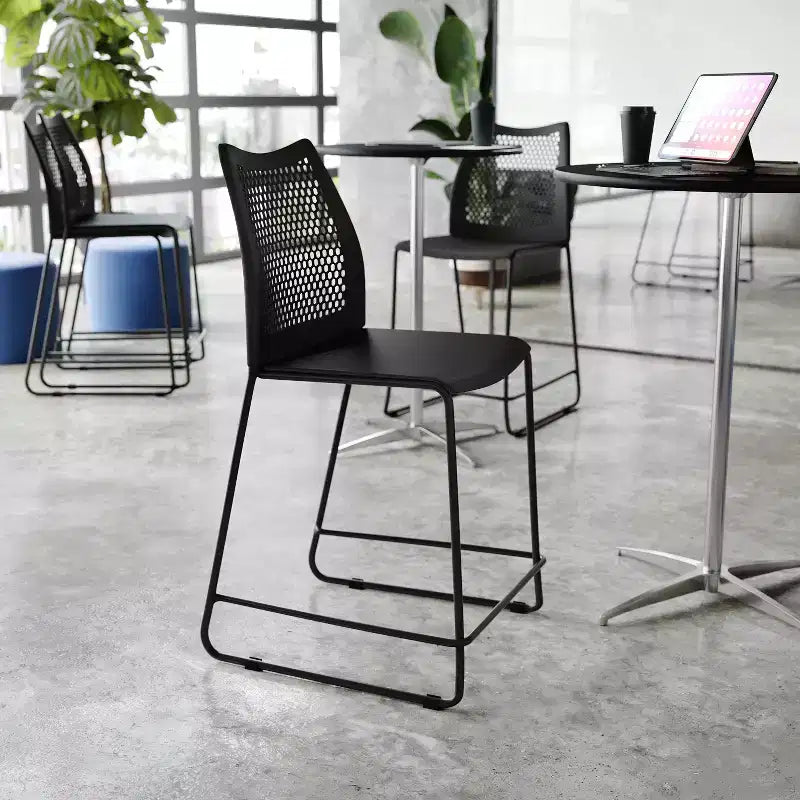 Flash Furniture 3 Pack Hercules Stackable Counter Stool with Air-Vent Back and Powder Coated Sled Base