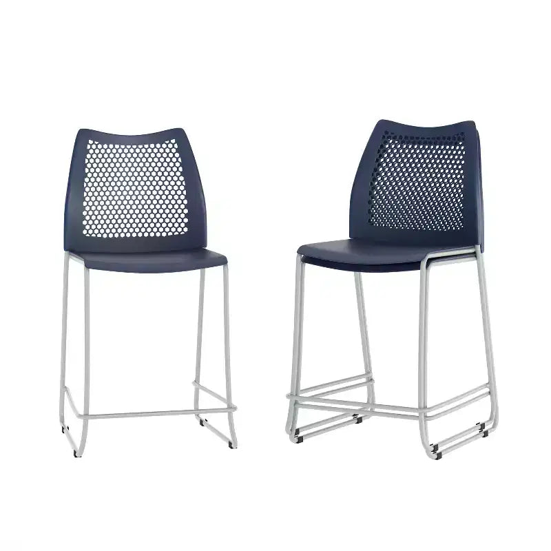 Flash Furniture, set da 3 sgabelli da banco impilabili Hercules con schienale ventilato e base a slitta verniciata a polvere