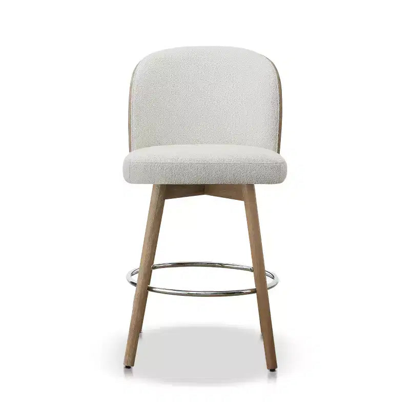 Jennifer Taylor Home Tomlin Sgabelli da bancone girevoli imbottiti in Boucle bianco sporco, 26,5", set da 2