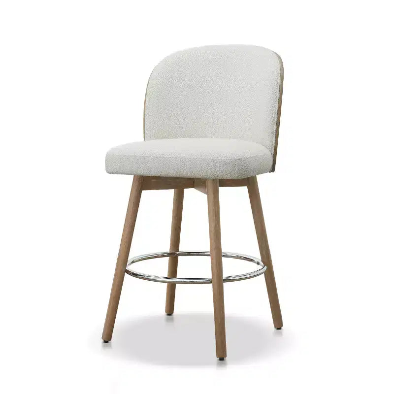 Jennifer Taylor Home Tomlin Sgabelli da bancone girevoli imbottiti in Boucle bianco sporco, 26,5", set da 2