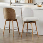 Jennifer Taylor Home Tomlin Sgabelli da bancone girevoli imbottiti in Boucle bianco sporco, 26,5", set da 2