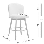 Jennifer Taylor Home Tomlin Sgabelli da bancone girevoli imbottiti in Boucle bianco sporco, 26,5", set da 2