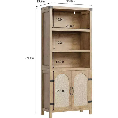 Armadietto portaoggetti a 5 ripiani, libreria alta, librerie con ante, armadietto portaoggetti a 5 ripiani per casa, ufficio, soggiorno