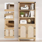 5 Tier Storage Cabinet, Tall Bookshelf, Bookcases and Bookshelves with Doors, 5 Tier Storage Cabinet for Home, Office, Living Room