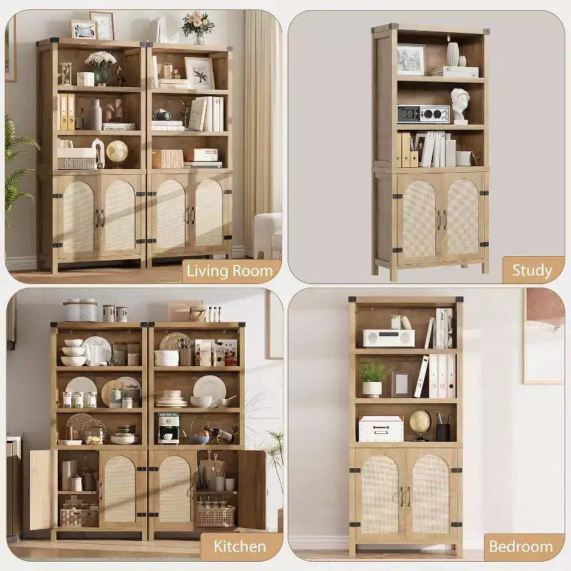 5 Tier Storage Cabinet, Tall Bookshelf, Bookcases and Bookshelves with Doors, 5 Tier Storage Cabinet for Home, Office, Living Room