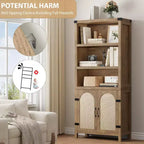 5 Tier Storage Cabinet, Tall Bookshelf, Bookcases and Bookshelves with Doors, 5 Tier Storage Cabinet for Home, Office, Living Room
