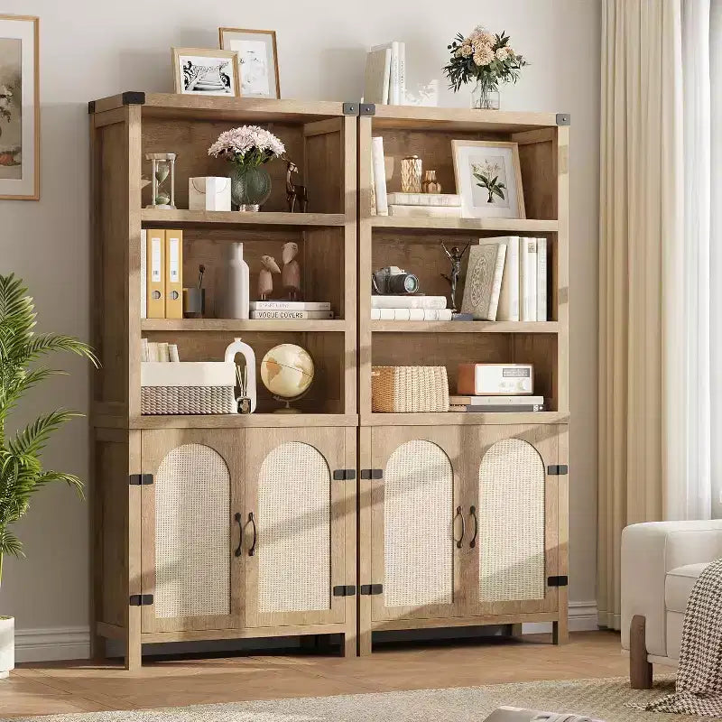 5 Tier Storage Cabinet, Tall Bookshelf, Bookcases and Bookshelves with Doors, 5 Tier Storage Cabinet for Home, Office, Living Room