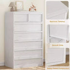 Garvee 7 Drawer Dresser for Bedroom, White 7 Chest of Drawers Tall with Concave Handles, Wooden Dresser Organizer for Living Room Nursery Entryway