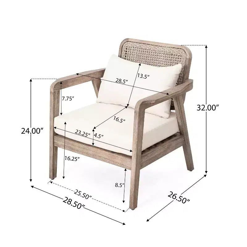 Christopher Knight Home Terry Patio Sedie a sdraio rustiche in legno di acacia con cuscini resistenti all'acqua (set da 2)