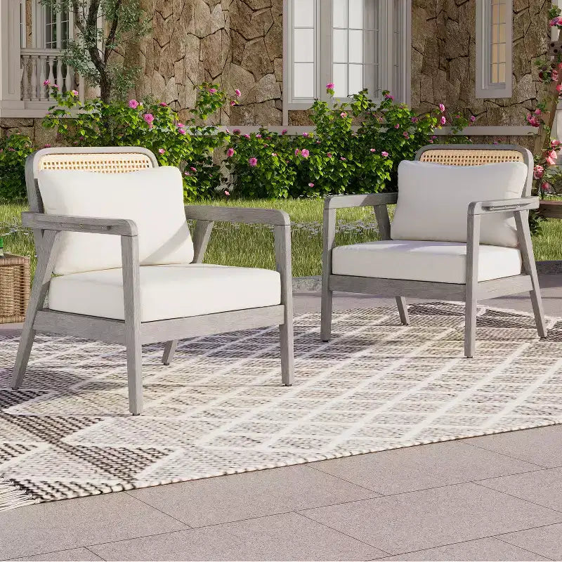 Christopher Knight Home Terry Patio Sedie a sdraio rustiche in legno di acacia con cuscini resistenti all'acqua (set da 2)