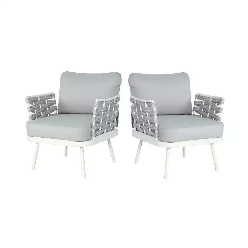 Christopher Knight Home Barbara sedie a sdraio moderne da esterno in metallo e corda (set da 2)