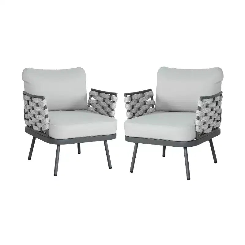 Christopher Knight Home Barbara sedie a sdraio moderne da esterno in metallo e corda (set da 2)