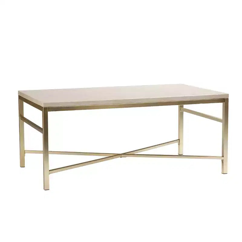 Orinda Faux Stone Cocktail Table - White - SEI
