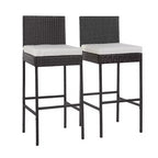 BestMassage Modern Bar Stools Set of 2 Wicker Patio Bar Chairs, Brown
