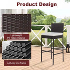 BestMassage Modern Bar Stools Set of 2 Wicker Patio Bar Chairs, Brown
