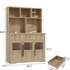 Dispensa da cucina a 60 ante con ante in vetro, mobiletto per alimenti, organizer da cucina, design a onda, per soggiorno, sala da pranzo