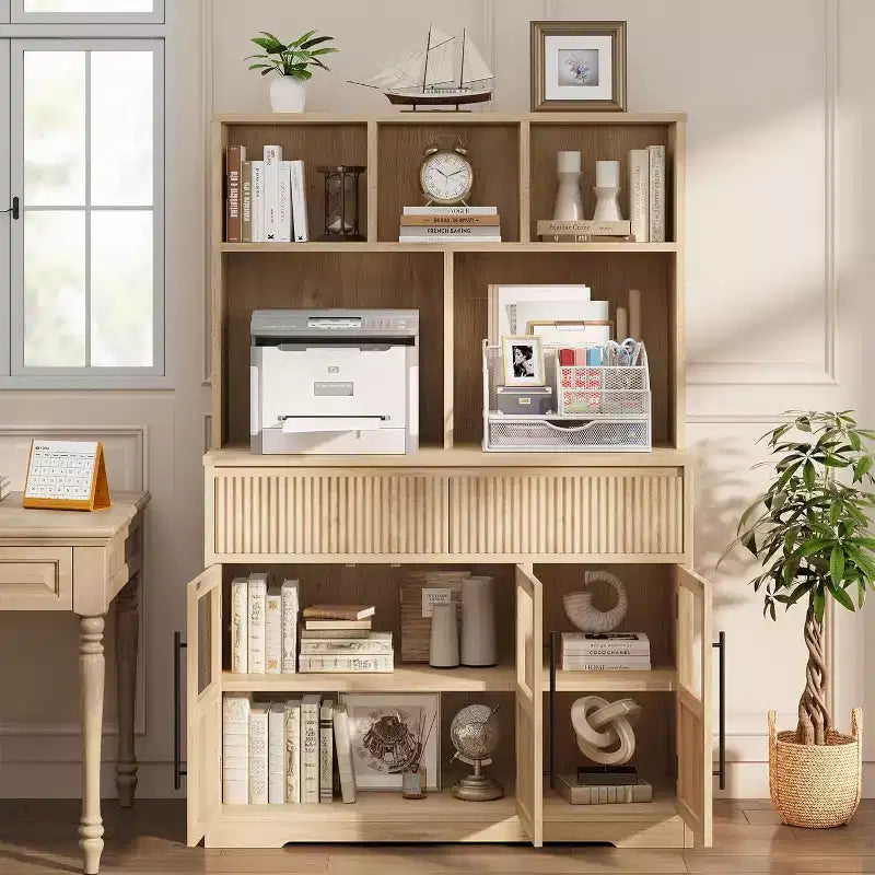 Dispensa da cucina a 60 ante con ante in vetro, mobiletto per alimenti, organizer da cucina, design a onda, per soggiorno, sala da pranzo