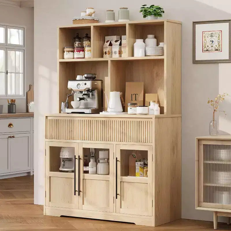 Dispensa da cucina a 60 ante con ante in vetro, mobiletto per alimenti, organizer da cucina, design a onda, per soggiorno, sala da pranzo