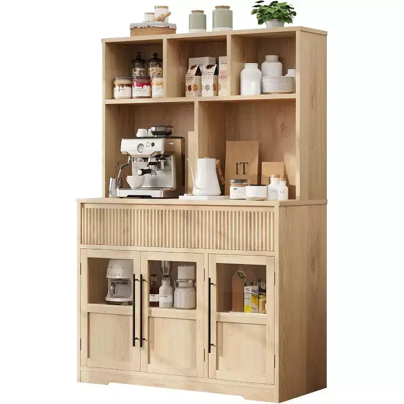 Dispensa da cucina a 60 ante con ante in vetro, mobiletto per alimenti, organizer da cucina, design a onda, per soggiorno, sala da pranzo