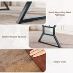 71 Inch Dining Table for 6 to 8 People, Rustic Style Rectangle Kitchen Table, Geometric Metal Legs, Modern Farmhouse Style, for Kitchen