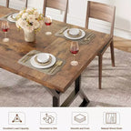 71 Inch Dining Table for 6 to 8 People, Rustic Style Rectangle Kitchen Table, Geometric Metal Legs, Modern Farmhouse Style, for Kitchen