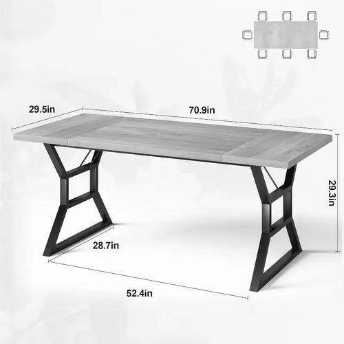 Tavolo da Pranzo da 180 cm per 6-8 Persone, Tavolo da Cucina Rettangolare Rustico, Gambe Metalliche Geometriche, Stile Moderno Fattoria, per Cucina