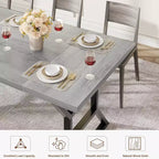 71 Inch Dining Table for 6 to 8 People, Rustic Style Rectangle Kitchen Table, Geometric Metal Legs, Modern Farmhouse Style, for Kitchen