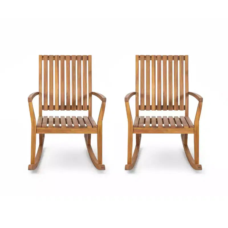 Christopher Knight Home Raeburn Outdoor Rustic Acacia Wood Slatted Design Accent Rocking Chair (Set of 2)